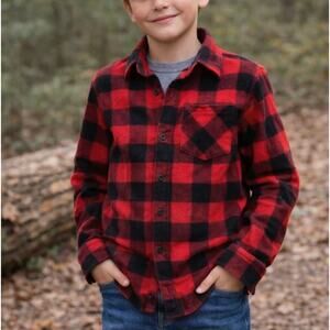 0305 NEW Boys Flannel Button Up Shirt